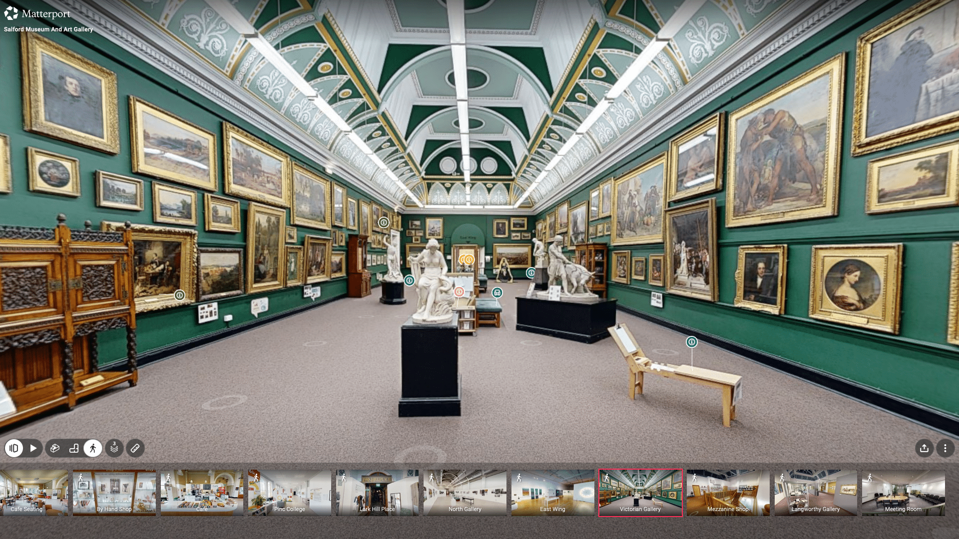 3D Matterport digital twin of Salford Museum and Art Gallery showing the Victorian street exhibit Lark Hill Place