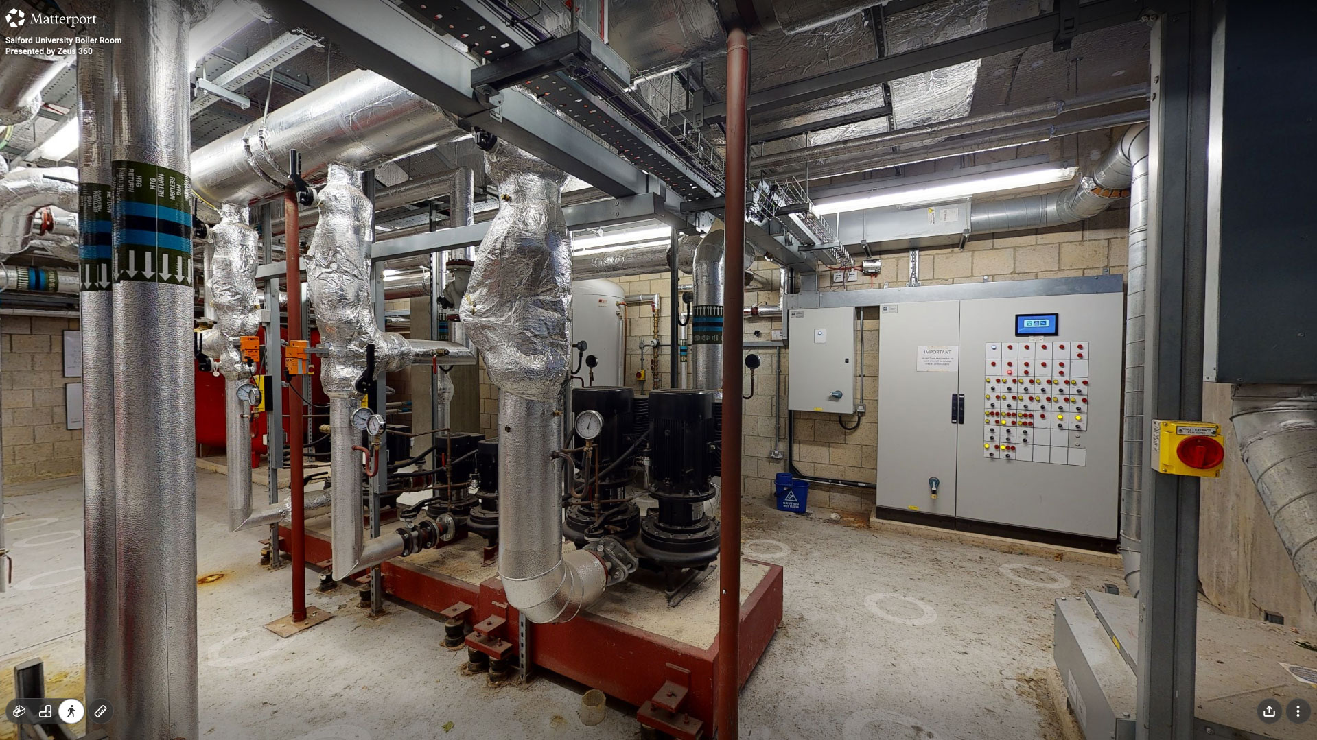 Salford University Boiler Room Construction BIM Matterport 3D Virtual Tour